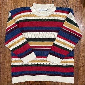 Vintage Jessica Roberts Striped Multi Color Sweater Size Large